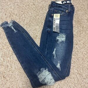 Vintage America Blue Distressed Skinny Jeans